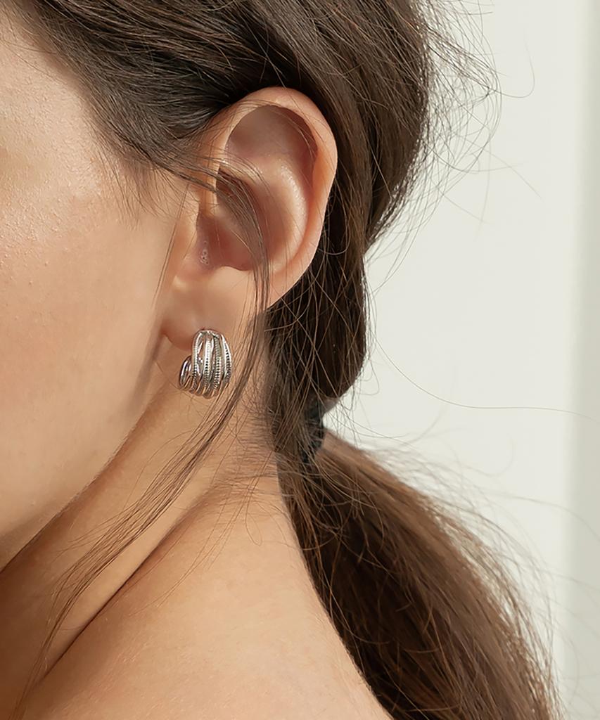 S'Secondo Silver 925 Aris Twist Hoop Stud Earrings_2 Colors