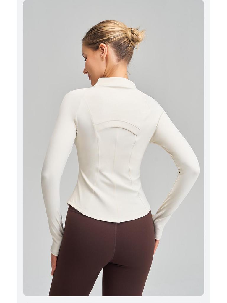 Women's Slimming Long Sleeve Stand Collar Sports Top - Elastic and Elegant Yoga & Running Fitness Jacket