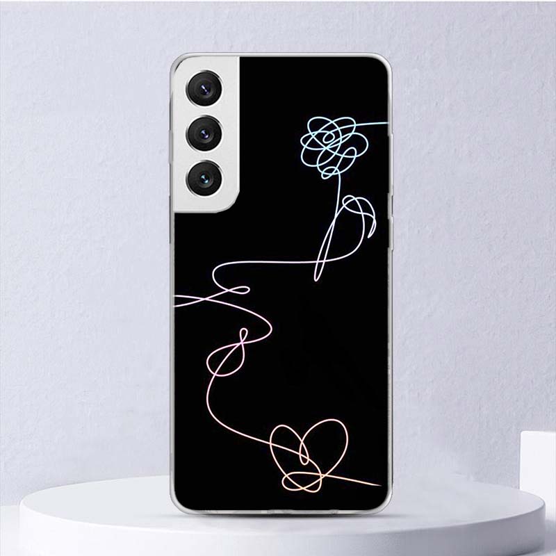 Love Yourself Flower Heart Line Kpop Soft Case For Samsung Galaxy S25 S24 S23 S22 Ultra Phone Cover S20 FE S21 Plus S25Ultra S24