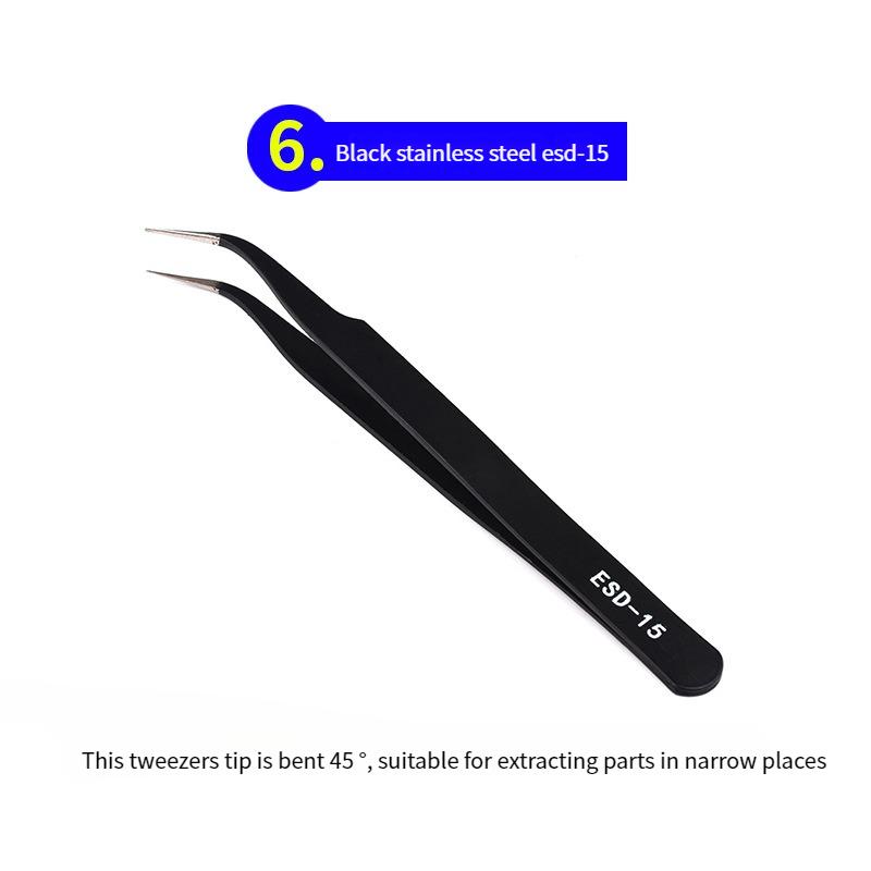 TE-042 TE-043 6-9PCS ESD Tweezers Stainless Steel Precision Anti-Static Electronics Soldering Repair Tools Tweezers