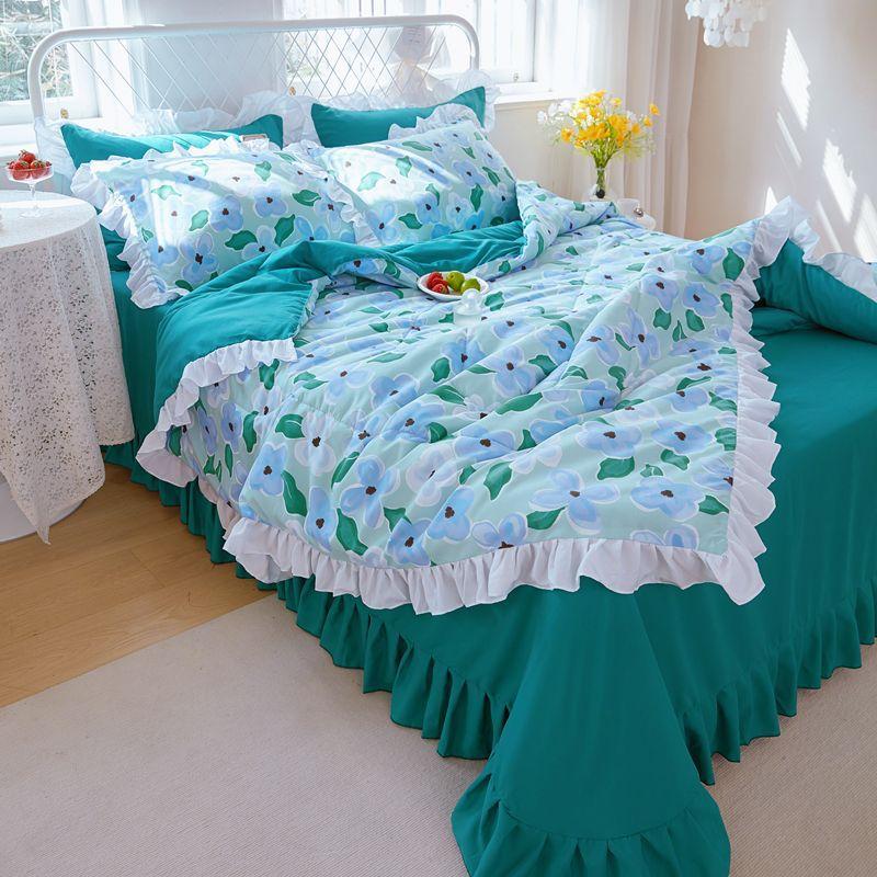 150 x 200 cm, Sommer-gestreifte Steppdecke, einteilig, Sommer-Kühl-Steppdecke, waschbare Baumwolle, Sommer-Steppdecke, dünnes Blatt, maschinenwaschbare Steppdecke