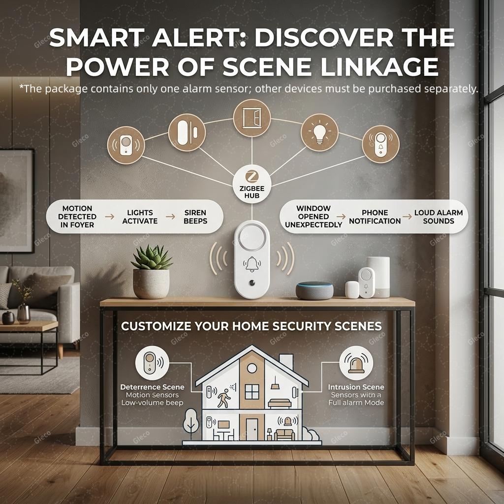 Zigbee Siren Alarm 110dB Vibration Sensor Optional TUYA Smart Life&2MQTT Smart Home Security Detector Required Zigbee Gateway