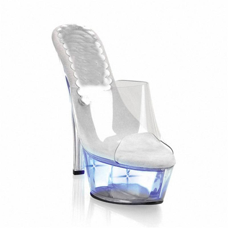 Women's 15CM high heels, crystal light shoes, cool slippers with lights, women's slippers