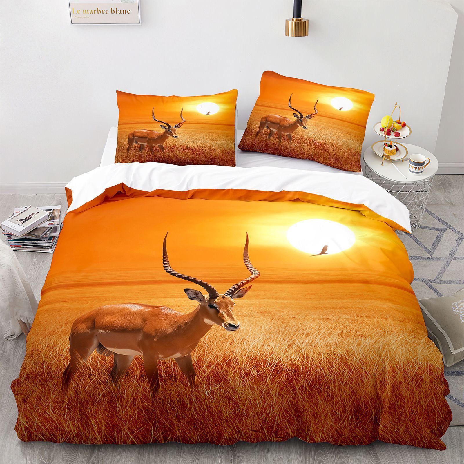 

3D Трехкомпонентный Размер Олень Сика Олень Пододеяльник Домашний Текстиль Цифровая Печать 140*210cm