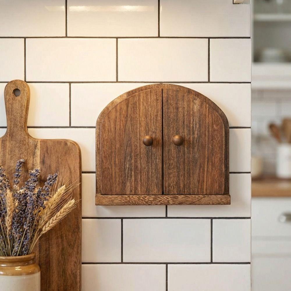 Rustic Style Solid Wood Switch Cover Double Door Design Switch Protector  Living Room