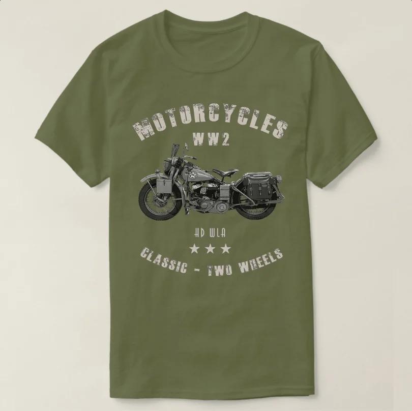 HD WLA WWII Classic Military Motorcycle T-Shirt 100% Cotton O-Neck Summer Short Sleeve Casual Mens T-shirt Size S-3XL