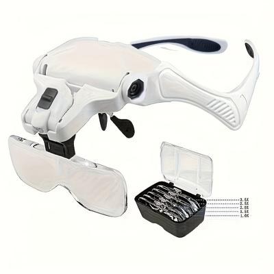 Handsfree LED-vergrootglas met 5 verwisselbare lenzen - High Definition-vergrootglas voor nauwkeurig werken, lezen en het maken van sieraden