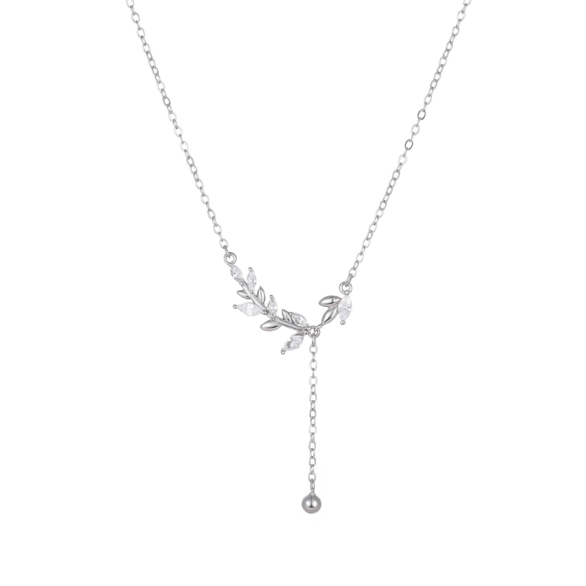 S925 Sterling Silver Peaceful Leaf Tassel Necklace - Women s High-End Fashion Design Clavicle Chain 925 Sterling Silver