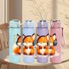1PC Headphone Wearing Fox 750ml Color Plastic Sports Water Bottle Leakproof Flip Straw Lid Suitable for Sports Office Home Use