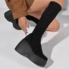 Shoes for Women 2024 Hot Sale Slip-on Women's Boots Fashion Solid Modern Boots Women New Plus Size Round Toe Knee-High Boots