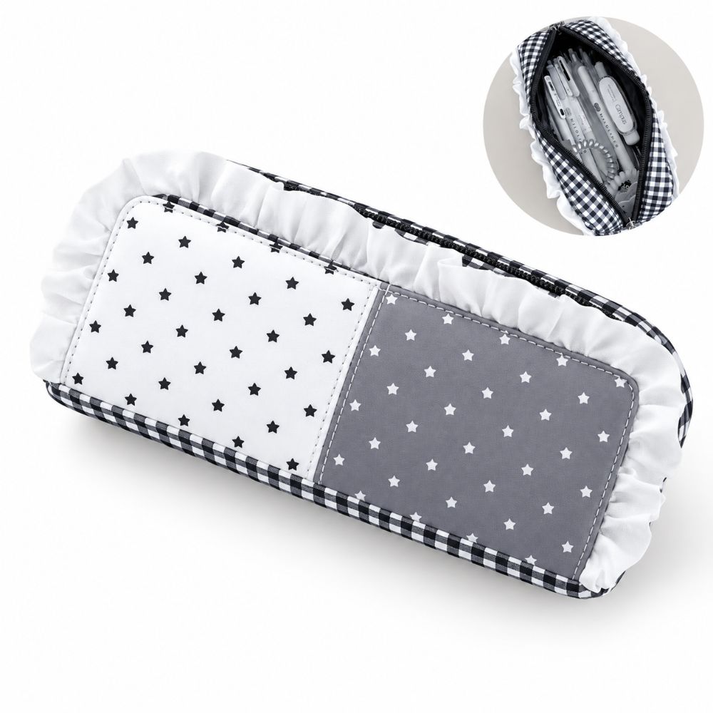 INS Pen Pouch Ruffle Trim Storage Pouch New Stationery Bag For Students