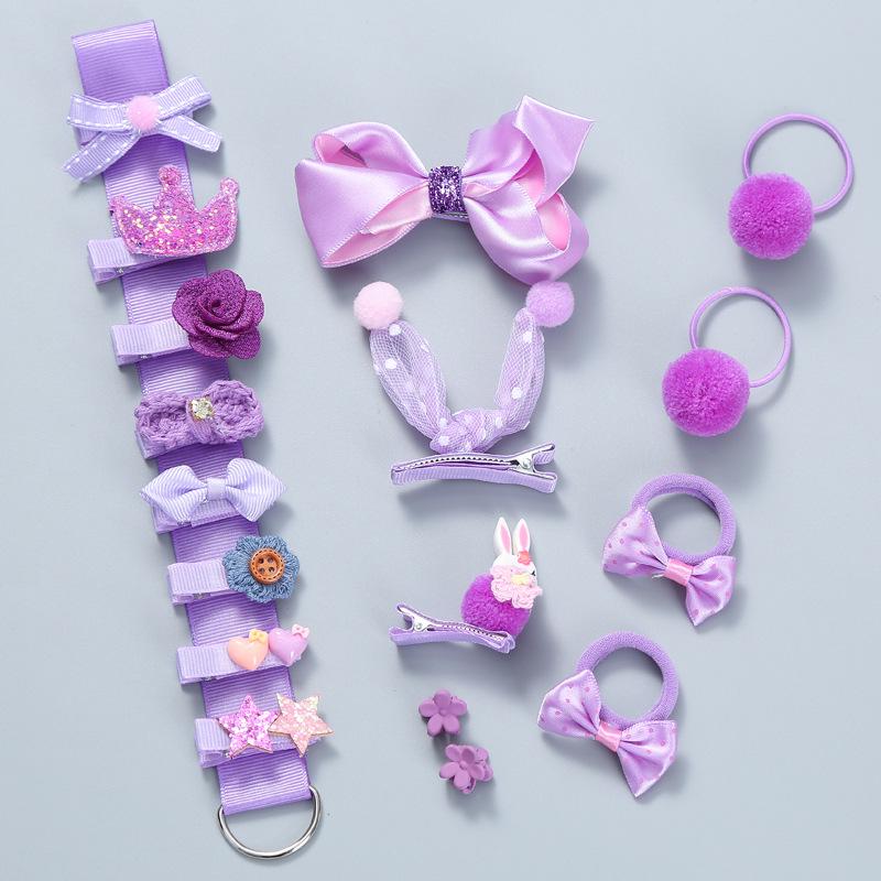 Korean Style 18-Piece Children's Hair Clips Gift Set - Hair-Friendly Bows & Crown Hairpins for Girls