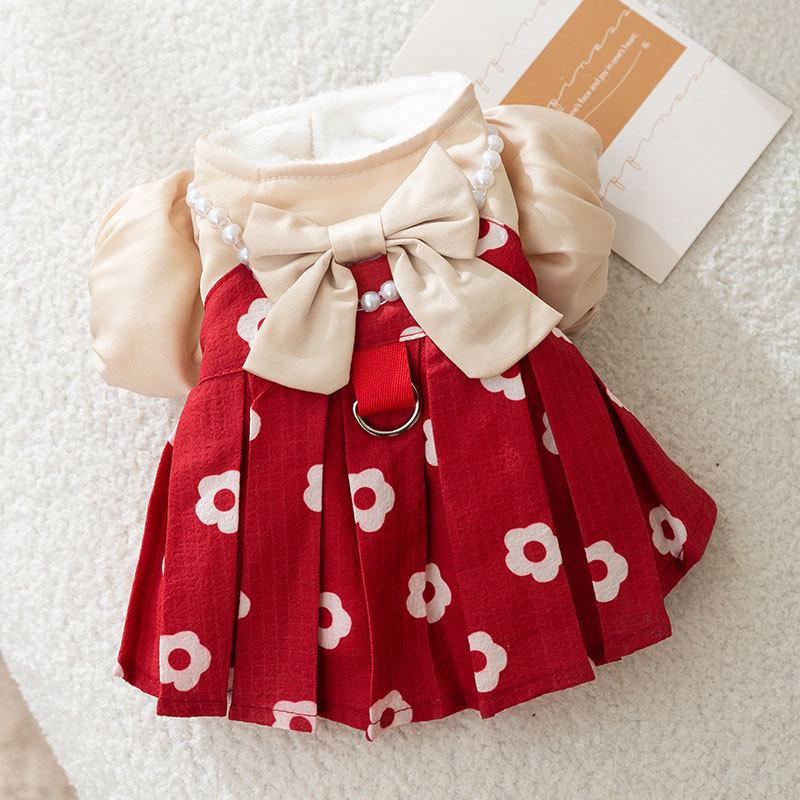 Cat skirt, thickened and velvet in autumn and winter to keep warm, can lead two-legged puppies, kittens, bears, puppies, dogs, pet clothes