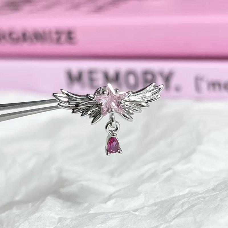 

Fashion Zircon Angel Wing Stud Earrings For Women Luxury Shiny Crystal Geometric Personality Ear Bone Nail Jewelry Gifts 1pc