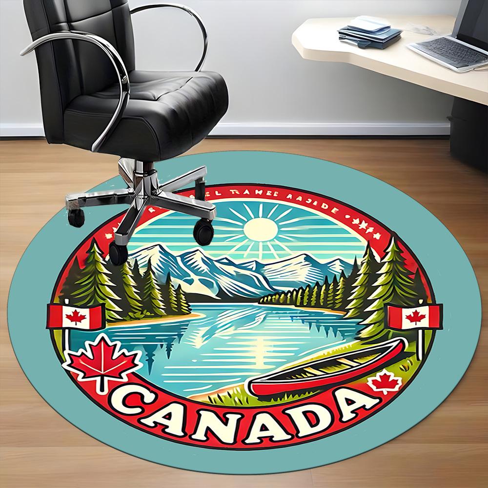 1pc Canada Nature Office Round Area Rug, Mat Suitable ForOffice, Under Office Chairs Bedroom Living Room Home Decor, Room Deco