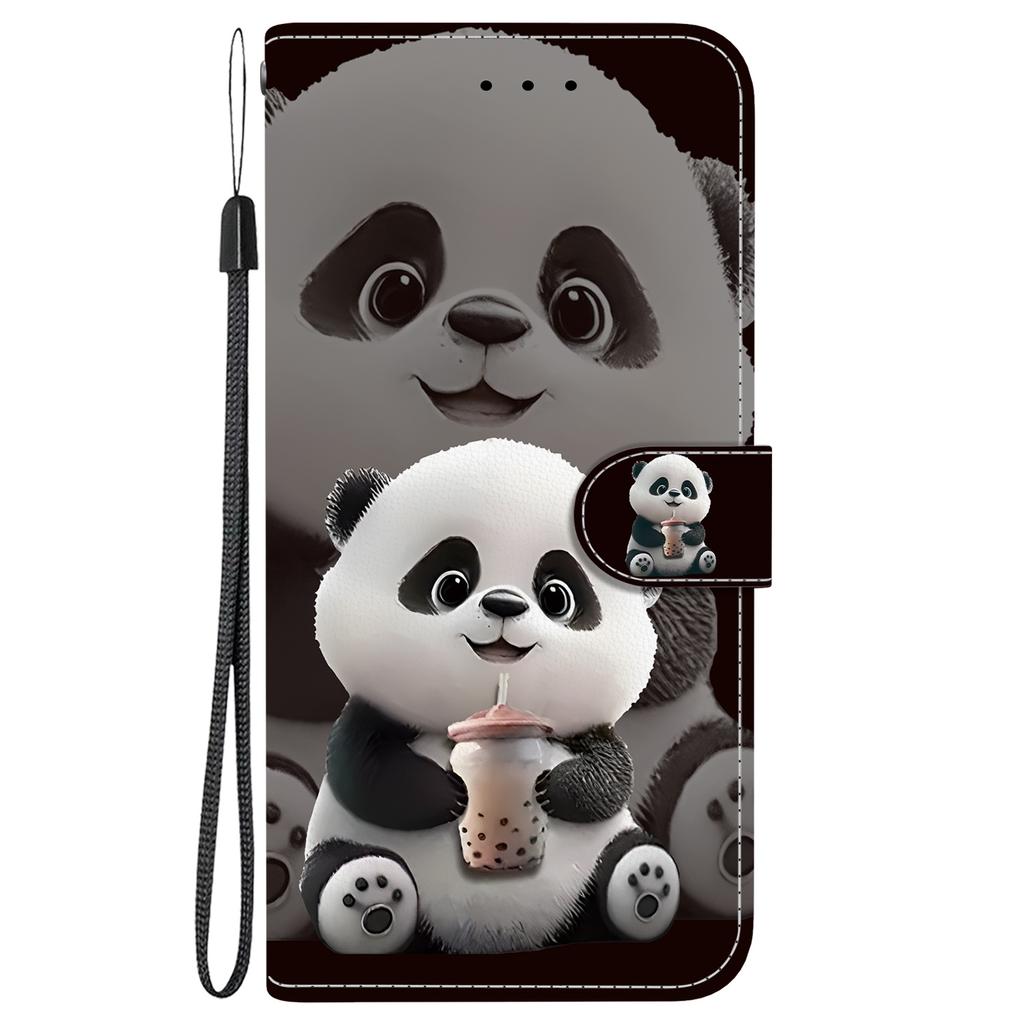 Handmade PU Leather Flip Case for Honor X6a Anti-Slip Shockproof Cover with Wrist Strap & Heart/Rose Cat Designs
