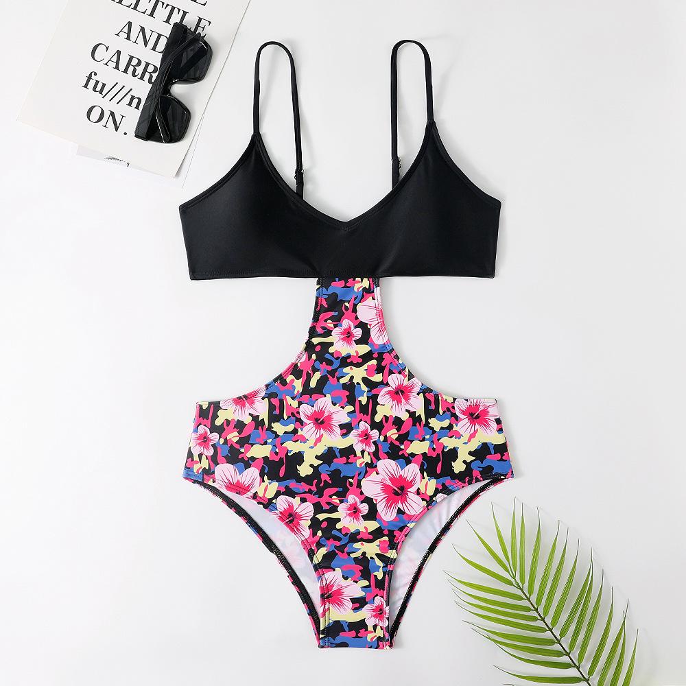 New Style One-Piece Halter Swimsuit - Women s European American Sexy Print Bikini Small