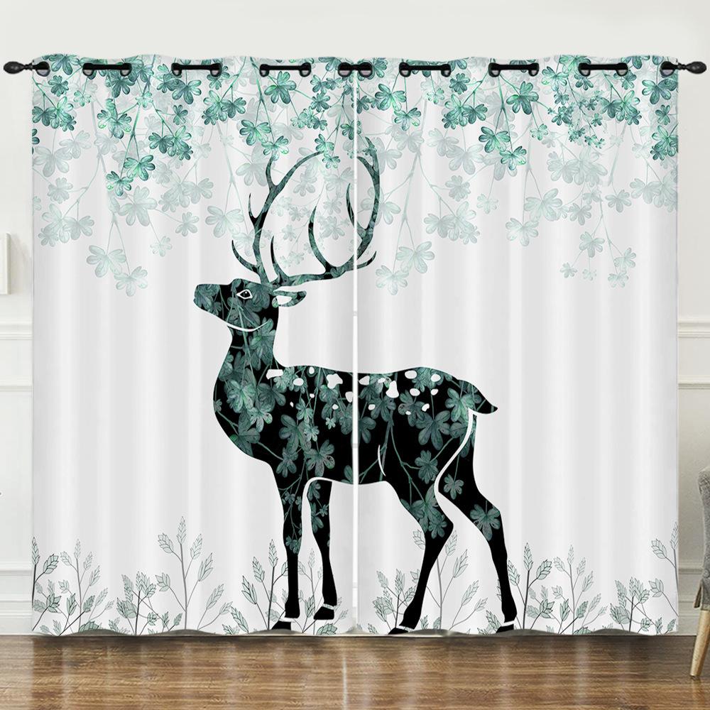 Curtain Animation Cartoon Deer Dream Deer Digital Printing Blackout Curtain Punching
