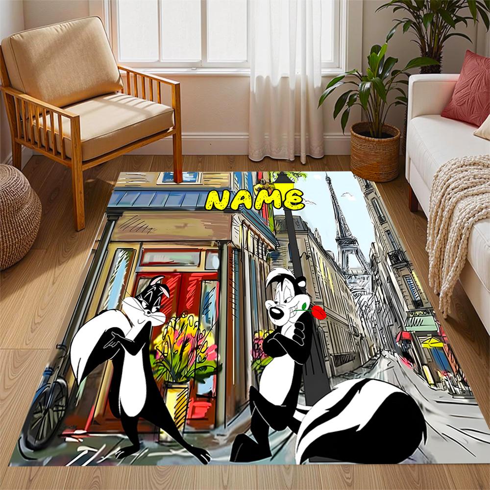 Looney Tunes: Name Frames Customize Text Floor Rug Office Rug Suitable for Dining Room Living Rooms Outdoor Kitchen Anti-slip Rug Office home decor
