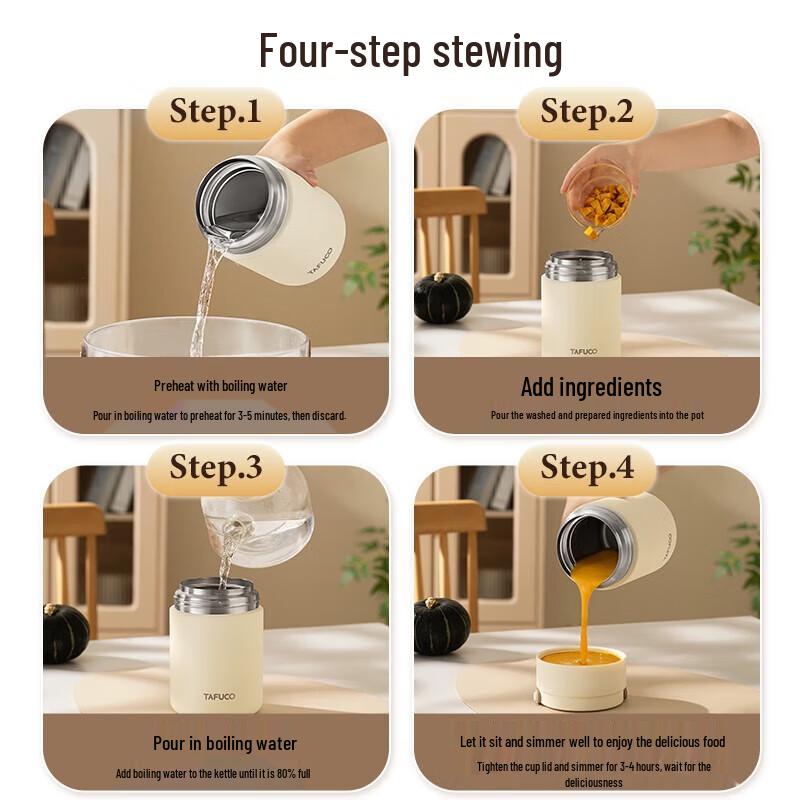 TAFUCO 0.8L 316 Edelstahl Isolier-Speisebehälter