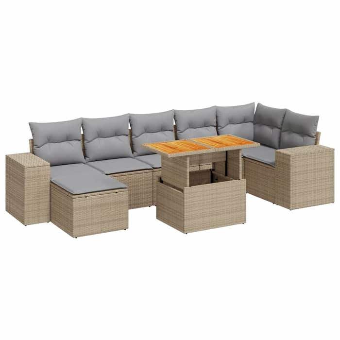 VidaXL Garden Lounge Set with Cushions 8 Pcs Beige Braided Resin 3327405