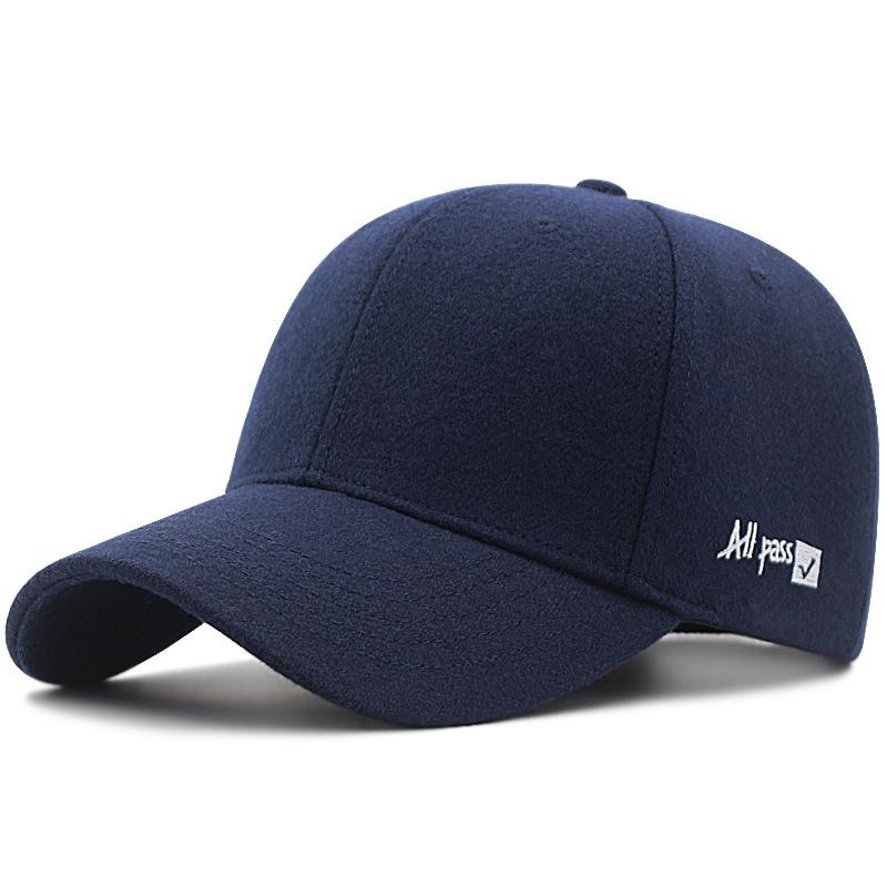 Autumn and winter baseball cap big head circumference small standard plus size hat wool warm hard top cap