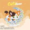 Mini Anime Animals Series Building Blocks Set Flower and Moonlight Kawaii Small Cat Pig Fox Dog DIY Bricks Wholesale Gifts 6+