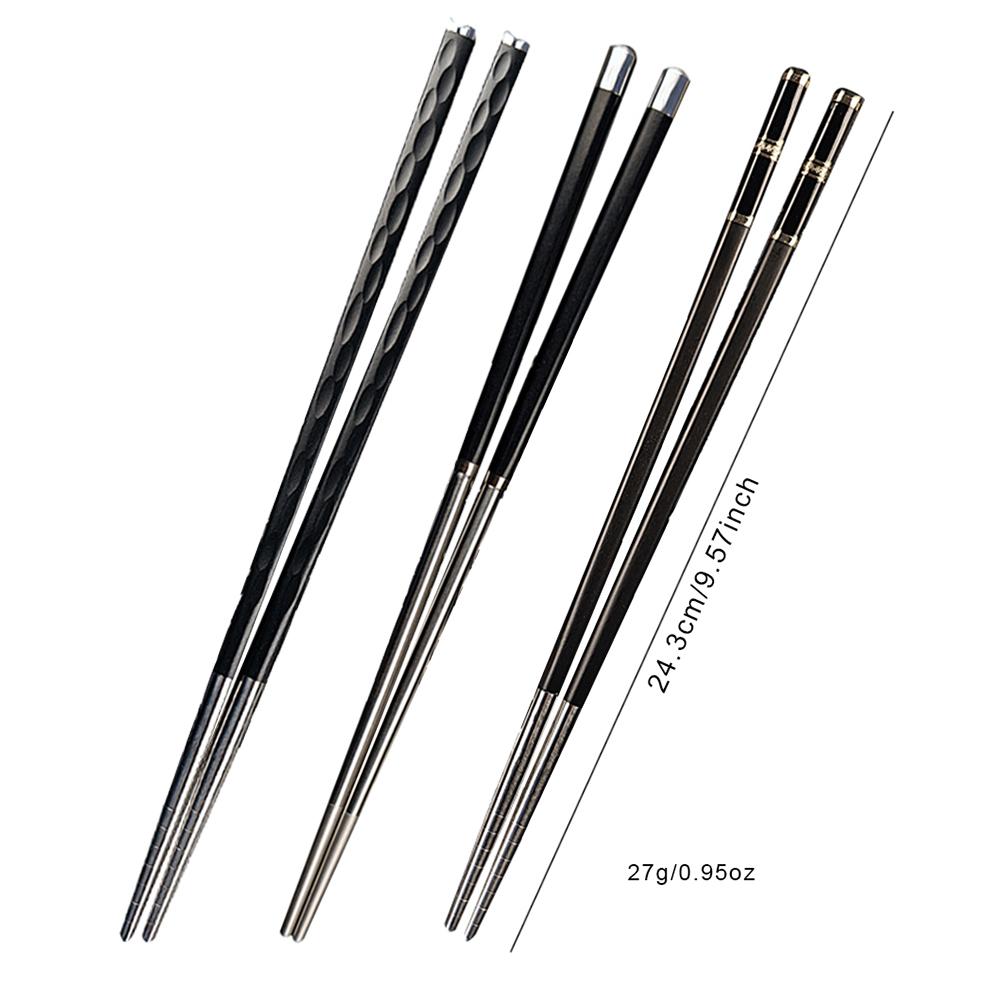 5 Pairs Black Japanese Chinese Chopsticks For Eating Food Sushi Sticks Reusable Metal Korean Chopsticks Set Healthy Tableware