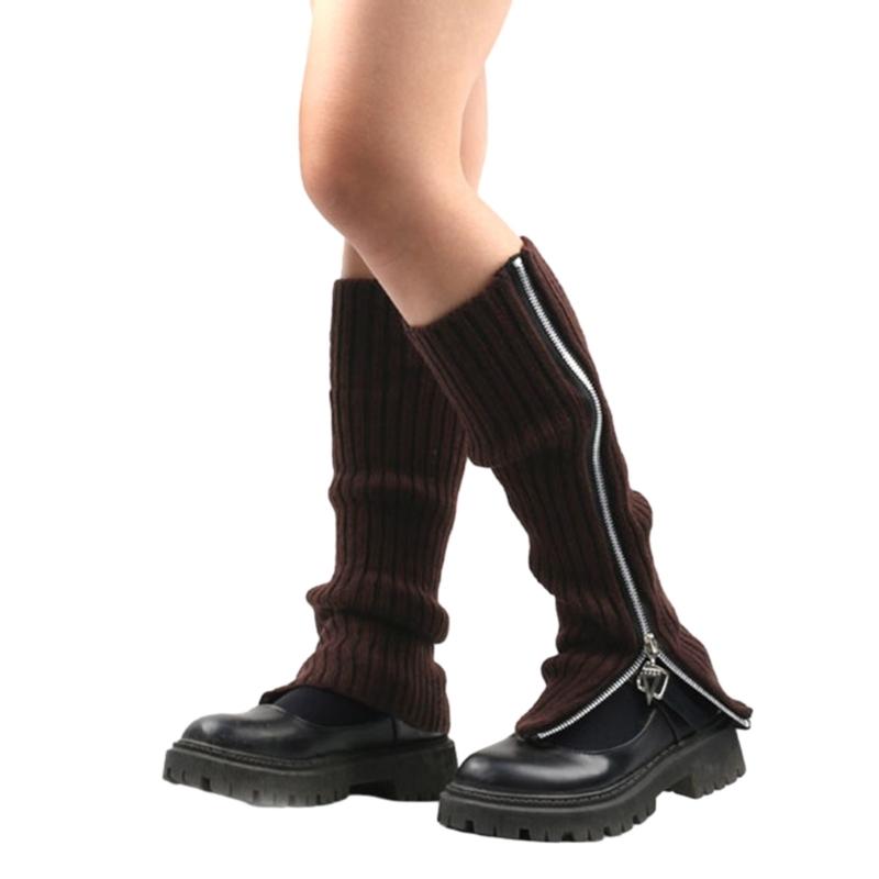 Damen Mädchen Harajuku Beinstulpen Süße Lolitas Gerippte Strick Stiefelsocken 90er Jahre Einfarbige Gestreifte Gothic Häkel Beinstulpen