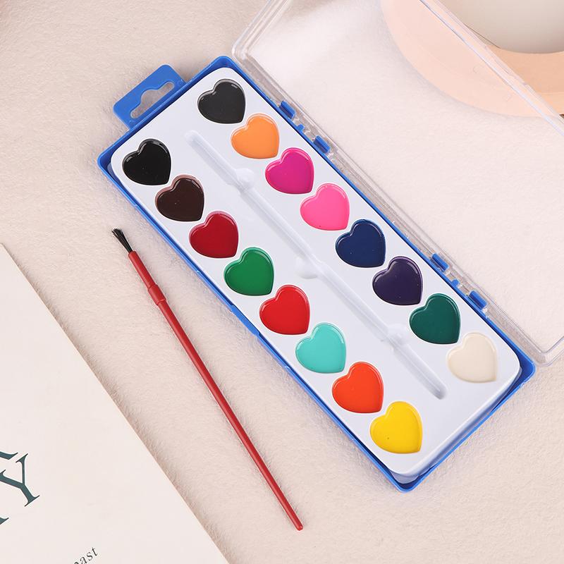 16 Farben Valentinstag Aquarellfarben Set Kunst Malpalette Kit Einzigartiges Herzdesign Basteln Malsets für Anfänger