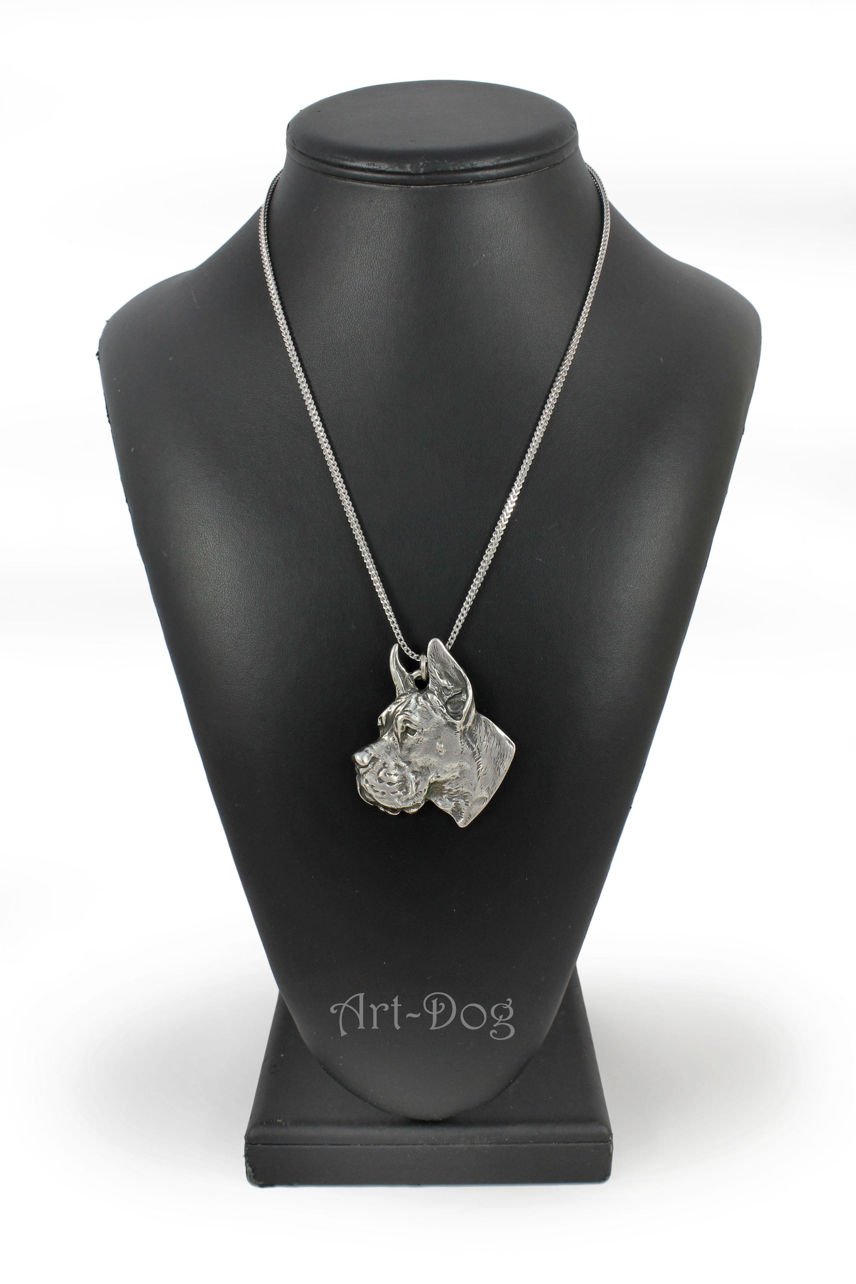 

Німецький дог I - намисто з собакою, кулон собака на срібному ланцюжку, унікальні прикраси від бренду Art-Dog срібний