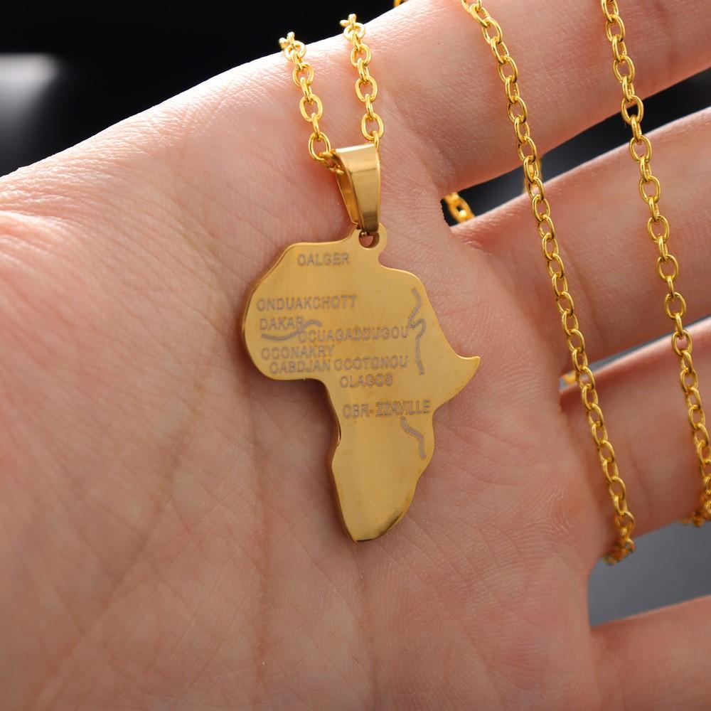 Irregular Stainless Steel Accessory Hip Hop Map Pendant Necklace