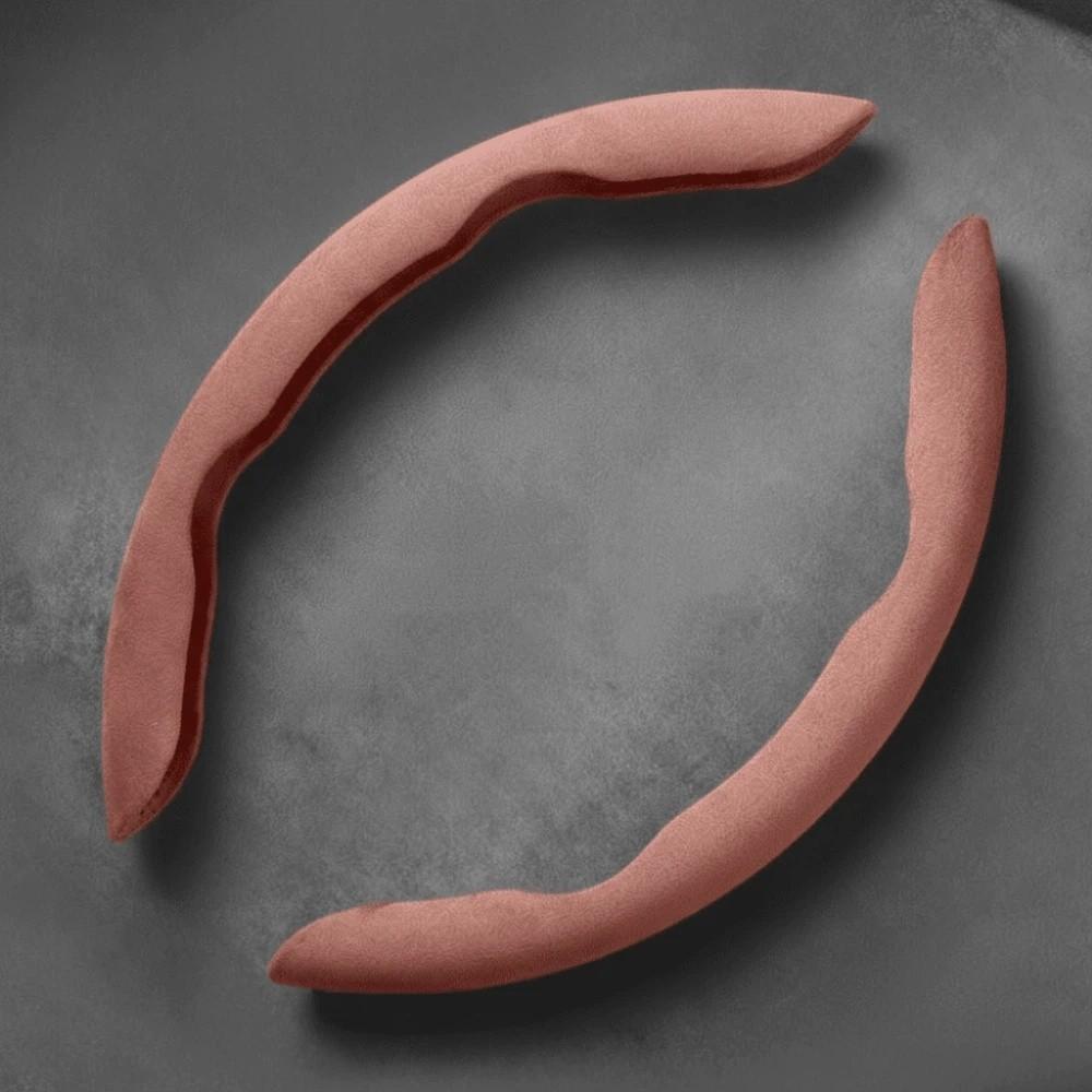 2pcs Luxury Steering Wheel Cover Breathable Material Anti-Slip Cover  All-Weather Driving