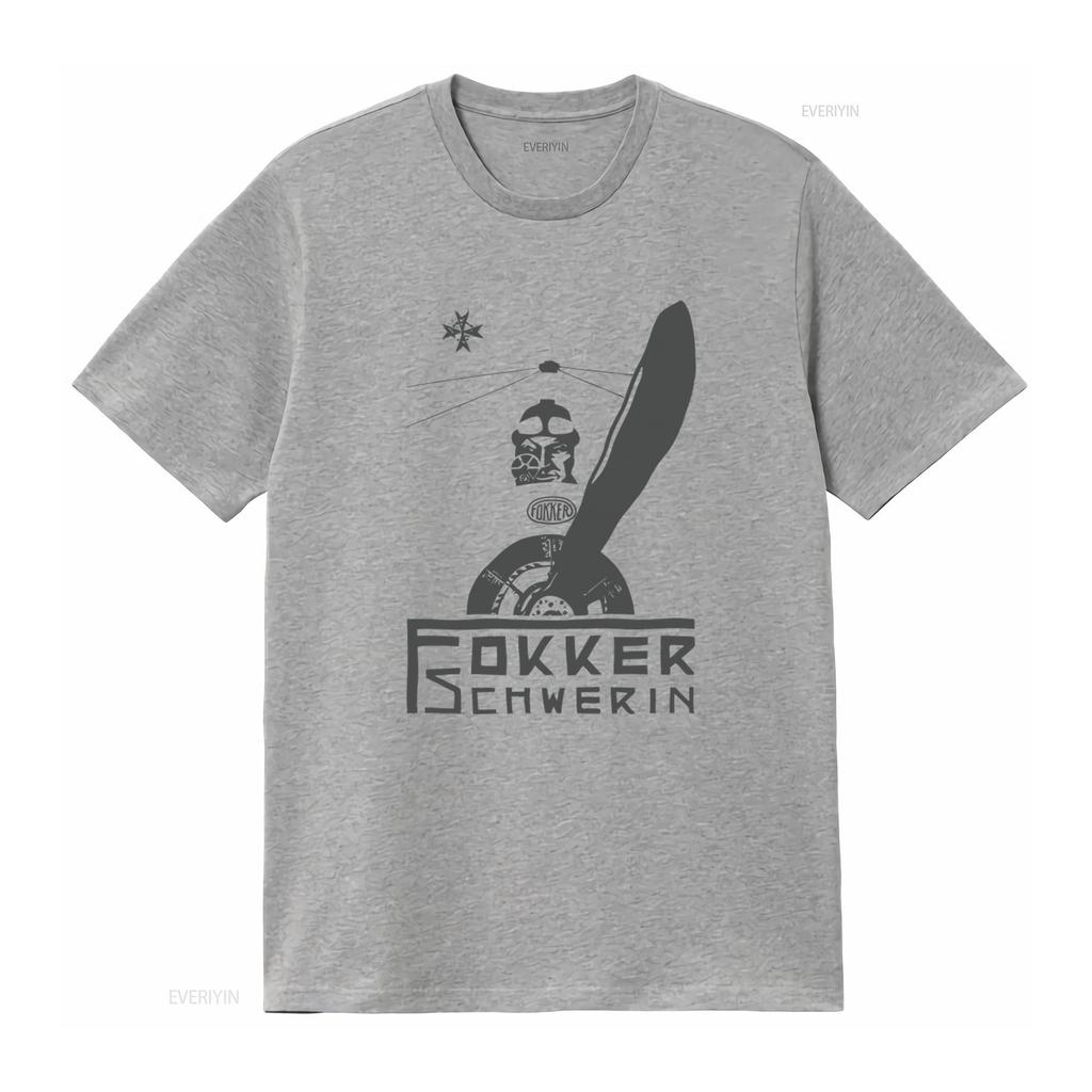 Vintage Fokker Schwerin WW1 Retro Airplane Double Decker T Shirt vintage Washed streetwear Versatile designer clothes Unisex