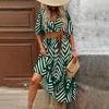 Ladies' Summer Loose Half-sleeved V-neck Blouse With Loose And Tight Waistline Casual Dress
