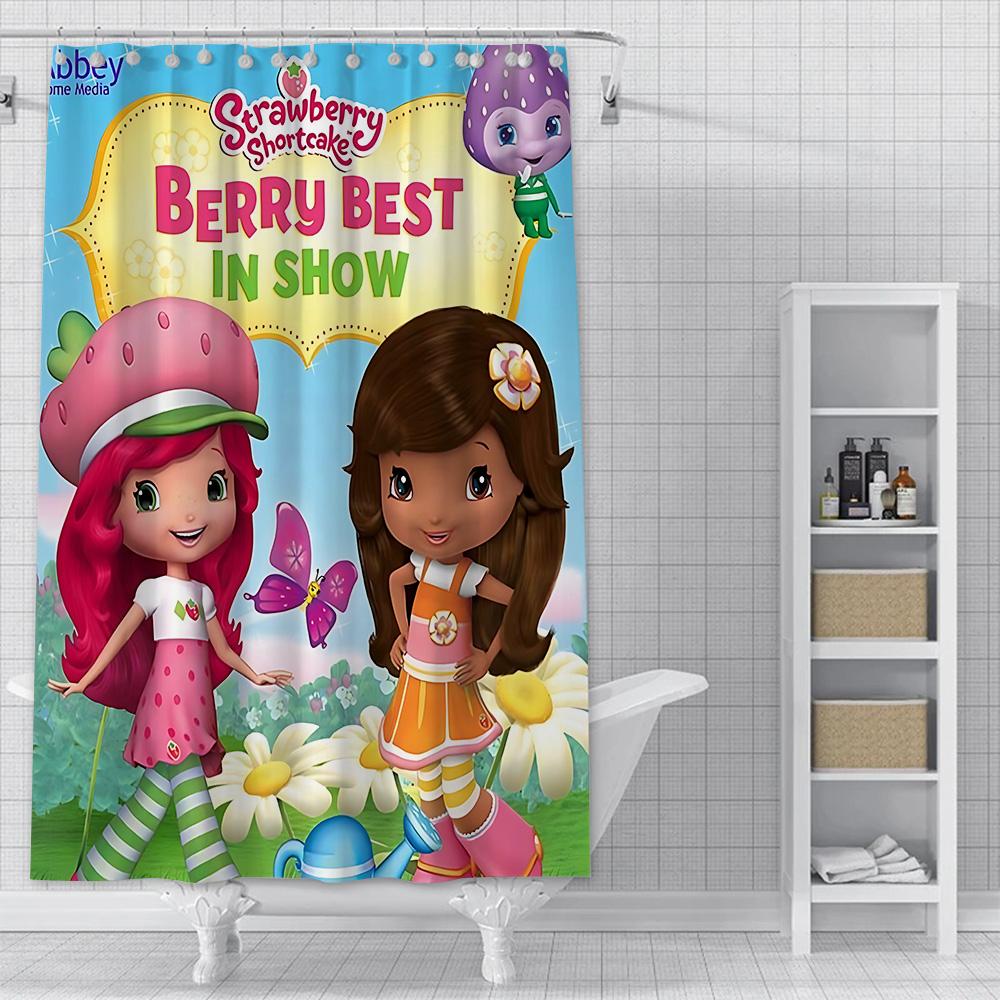 S-Strawberry Shortcake Exquisite Shower Curtain Waterproof Polyester Fabric Paint Bath Curtains Home Bathroom Decor Curtain
