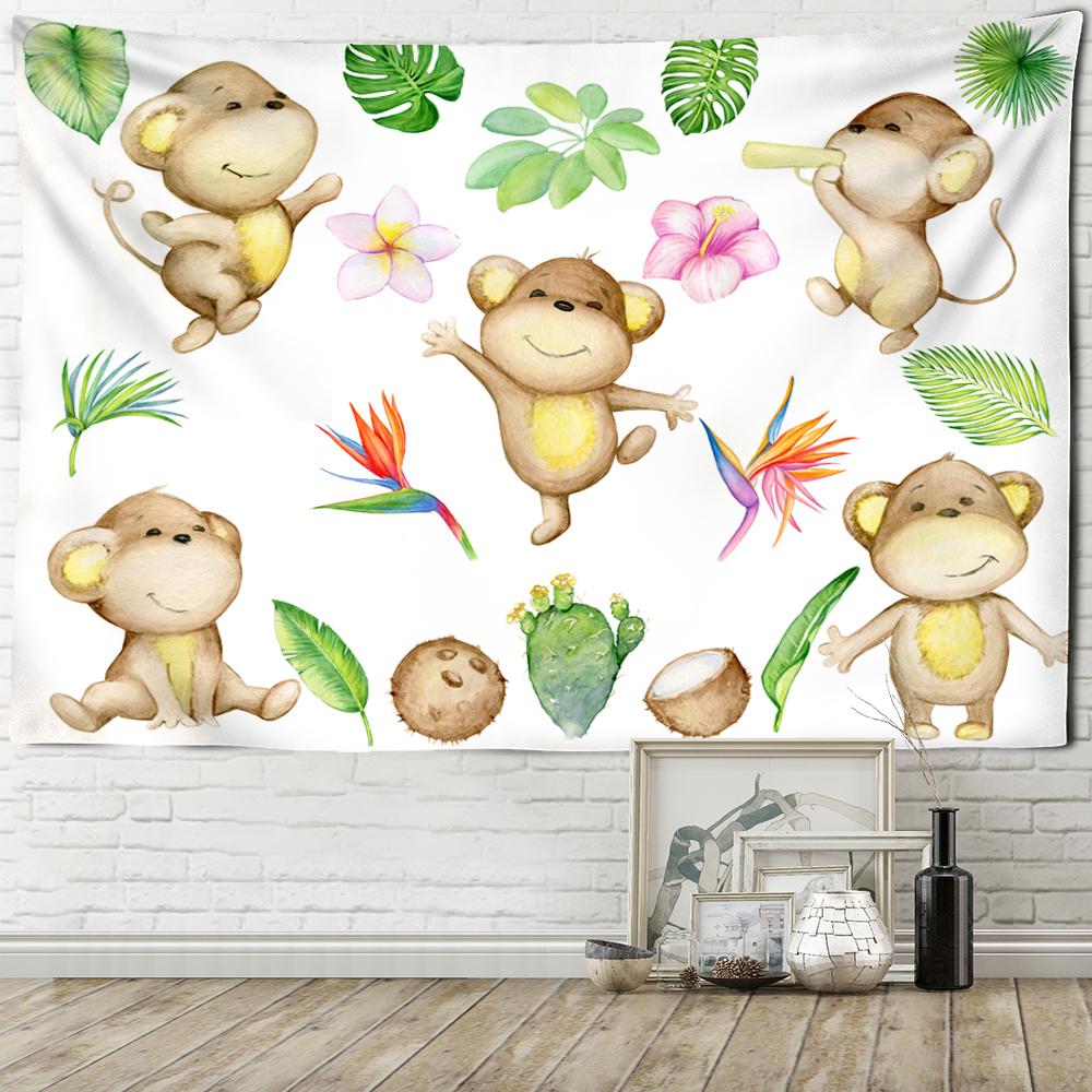 Lovely Animal Tapestry Cat Dog Monkey Hippie Wall Hanging Bedroom Living Room Dorm Home Boho Decor Witchcraft Mandala Tapestry