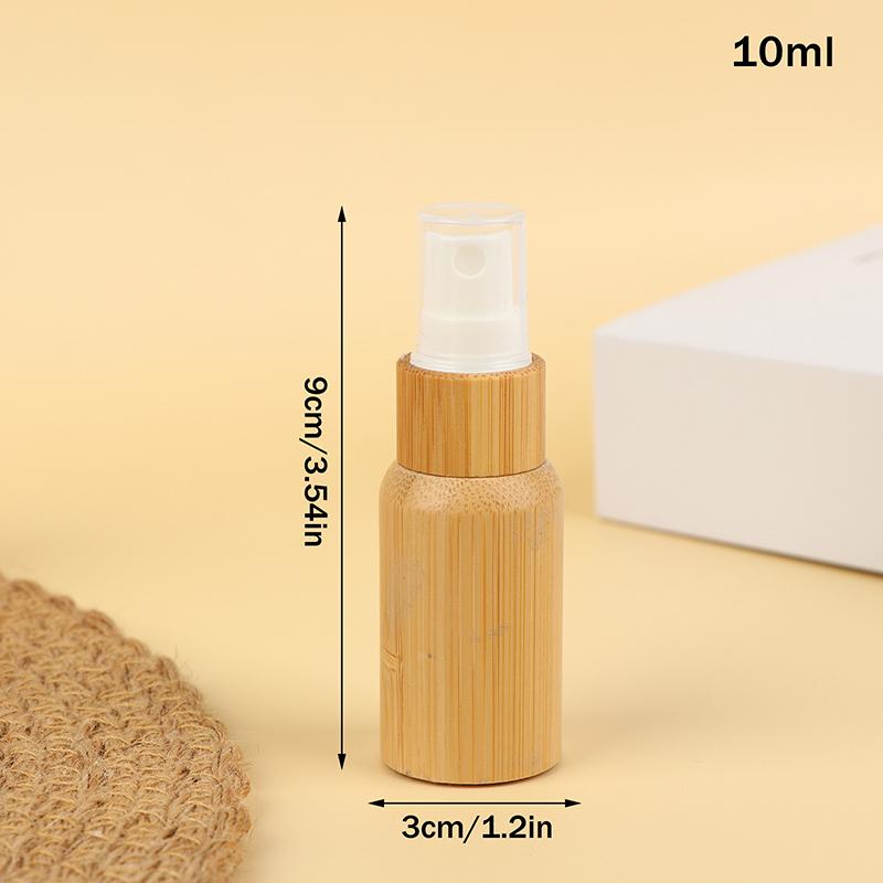 Empty 10/20/30/50/100Ml Bamboo Outer Shell Plastic Spray Bottle With Fine Mist Dispenser For Liquid Perfume Toiletries Container