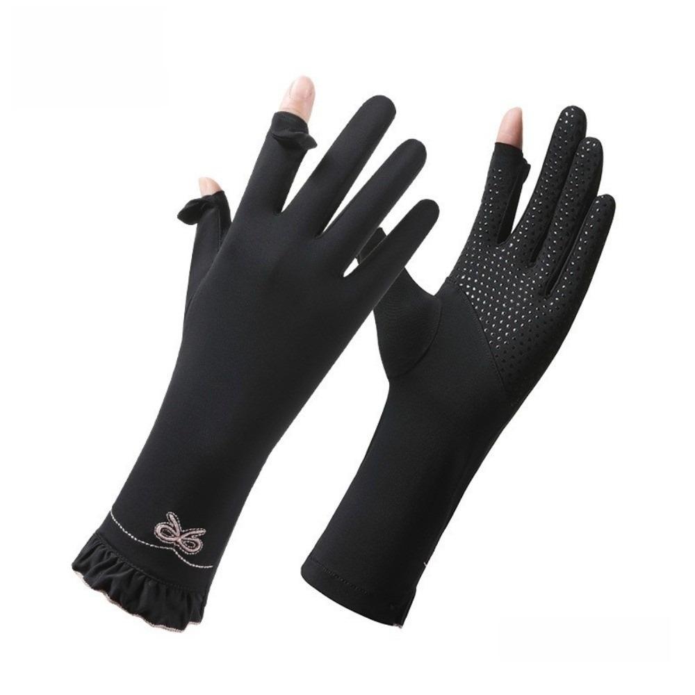 Lace Sun Protection Gloves UV Protection Ice Silk Gloves Lightweight Sunscreen Gloves for Summer