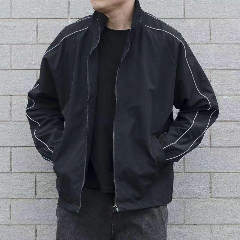 2023 Men's Spring/Autumn Korean Style Velvet Stand Collar Windproof Cardigan Jacket