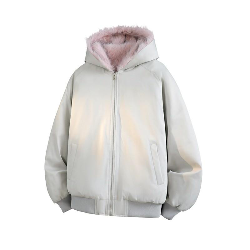 2026 Winter Sherpa Collar Parka Couples Warm Hooded Cotton Coat Trendy Jacket