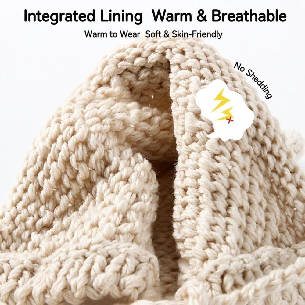 Rabbit Ear Kids Knitted Hat Solid Color Warm Winter Cap Warm Crochet Beanie Outdoor Winter