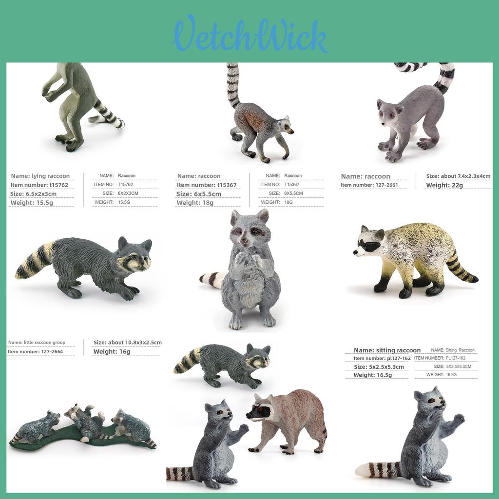 Realistic Raccoon And Lemur Pvc Figures Educational Kids Collectible Animal Models