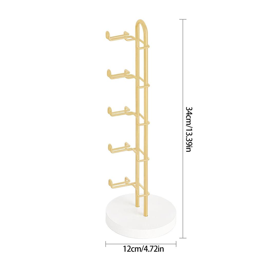 5 Tier Detachable Eyeglass Organizer Storage Holder With Wooden Base And Metal Frame For Sunglasses Display