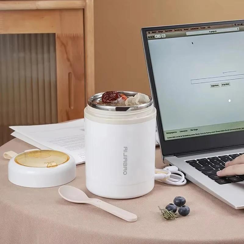 600ML USB Electric Heating Lunch Box Portable Picnic Milk Drink Food Heater Stainless Steel Food Warmer Container 5V 12V 24V New