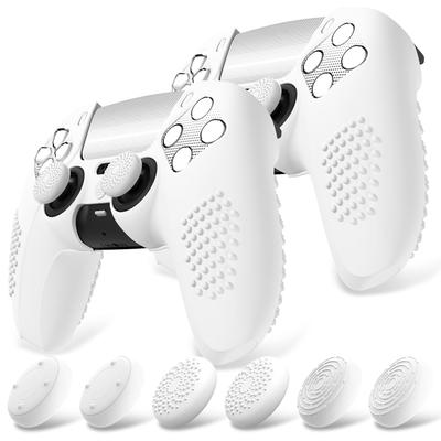 Beschermhoes voor PlayVital ps5 verbeterde siliconen hoes compatibel met opladen 12 duimgripkapjes en 4 stickers 3D-noppen en schokbestendig