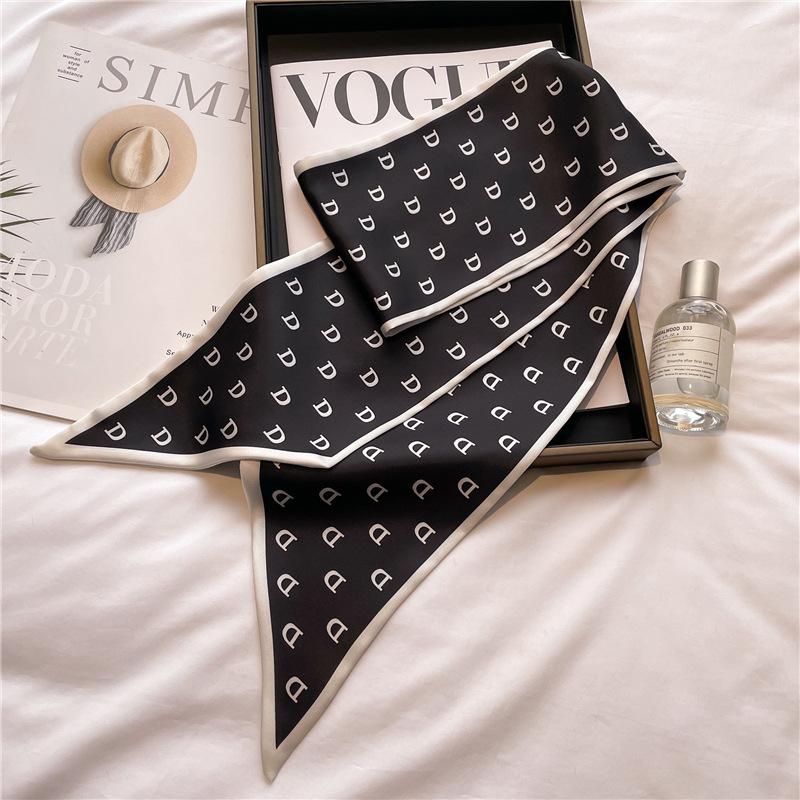 Scarf, Long Silk Scarf, Versatile Silk Scarf, Double-Layer Simulated Silk, Diagonal Scarf, Autumn And Winter Hair Binding And Scarf