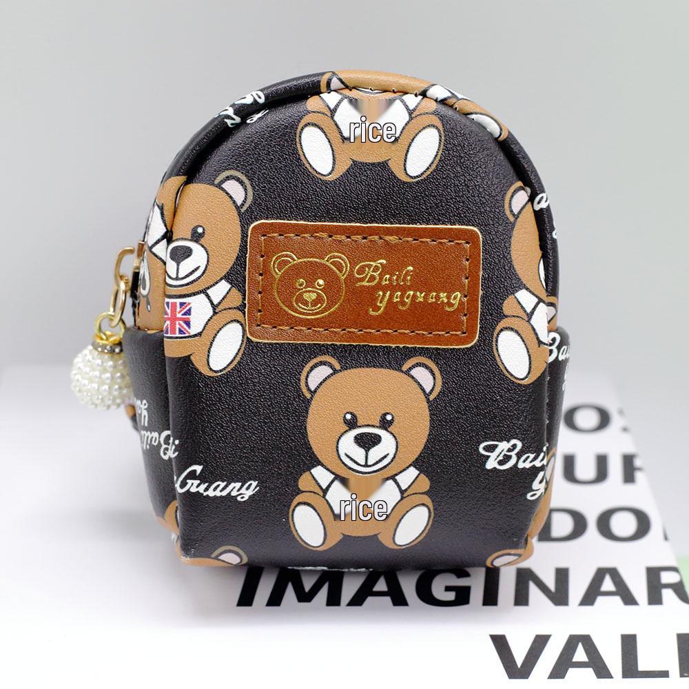 

Шикарный женский мини-рюкзак: Кошелек для монет и карт «Медведь» с помадой, отделением для наушников и брелоком для ключей