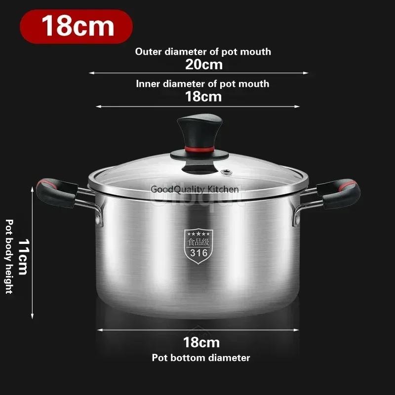 

Household thick integrated pots Congee bowl Milk bottle food grade gas double ear pot steamer pan 316 stainless steel soup pot