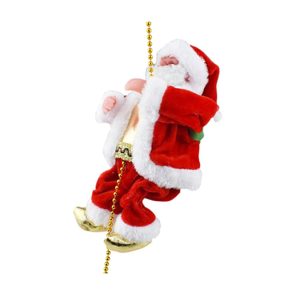 Climbing Santa Claus on Rope Funny and Music Moving Christmas Santa Claus Ornaments for New Year Holiday Family Door Indoor